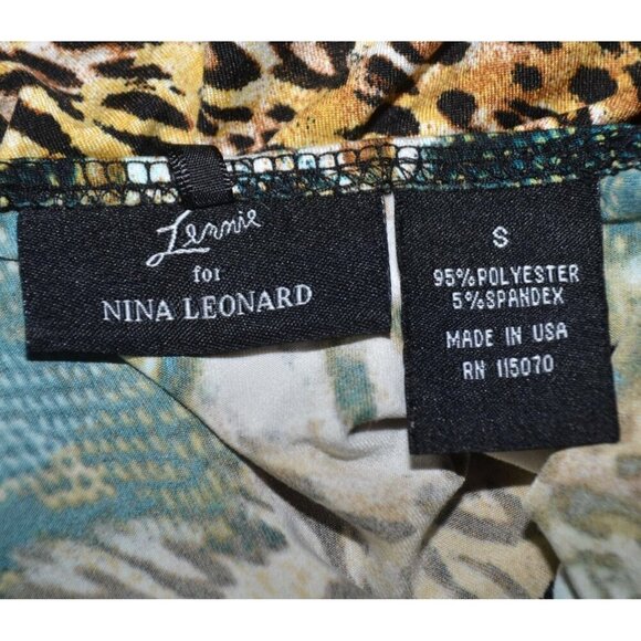 Lennie for Nina Leonard Mixed Animal Print Midi Dress Size S Empire Waist Comfy - Picture 8 of 9